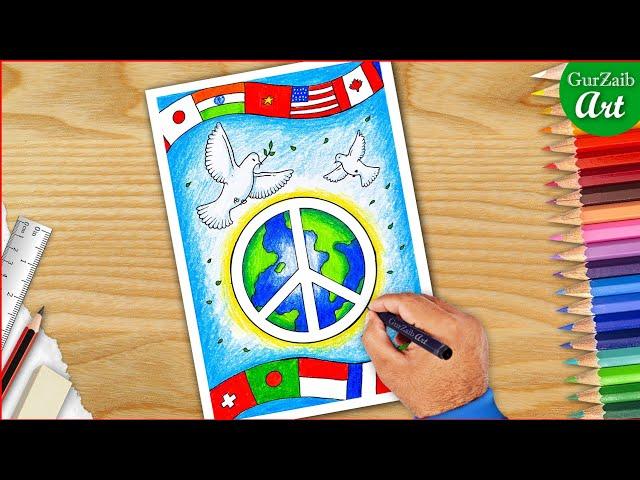 World Peace Day Drawing || International peace and non violence day poster painting