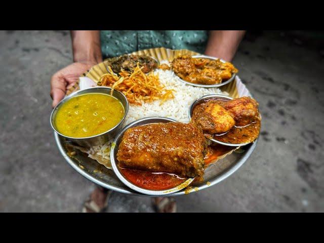 Only 40/- Rs Bengali Lunch | Included Chicken, Mutton & Fish | Indian Street Food