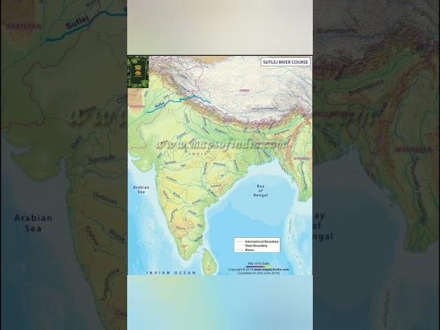 SUTLEJ RIVER COURSE IN PHYSICAL MAP OF INDIA