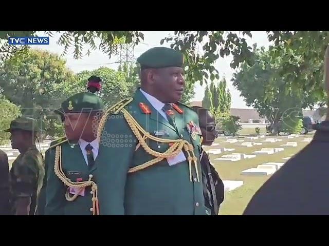 WATCH: Acting Chief Of Army Staff, Lt General Olufemi Oluyede Arrives National Cemetery