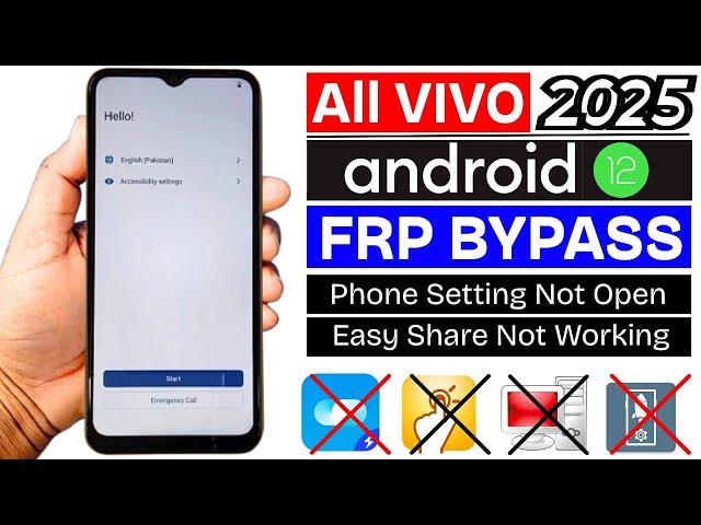 All Vivo Android 12 : Google/Frp Bypass 2025 || Vivo Y15s,Y01,Y02,Y16,Y21 Frp Lock Bypass Without Pc