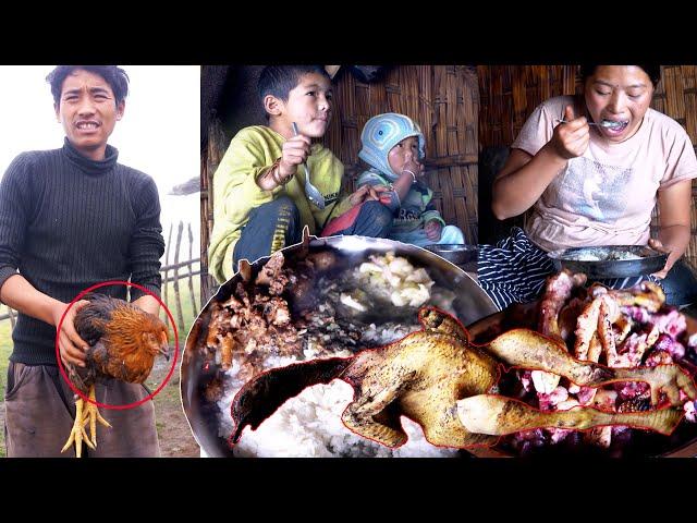 manjita somu cook chicken for son and a small brother of manjita in their shed Kitchen || manjita ||