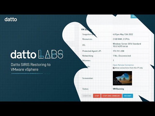 Datto Labs:  Datto SIRIS Restoring to VMware vSphere