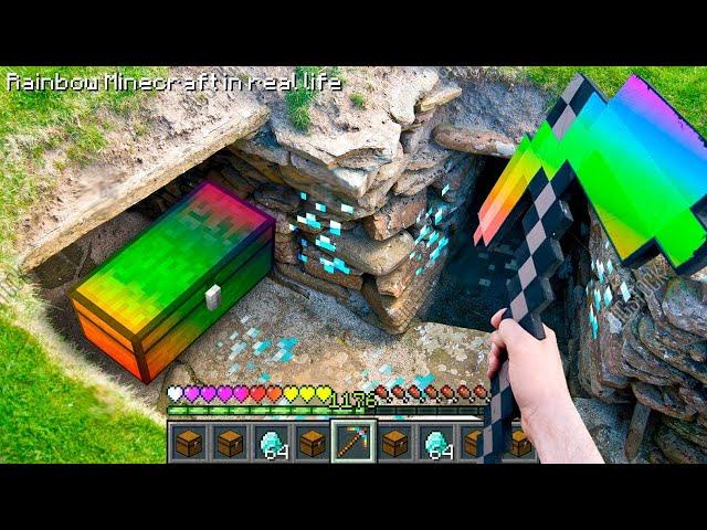 Minecraft RTX in Real Life MOVIE - Realistic RAINBOW Minecraft Survival vs Real Life Texture Pack