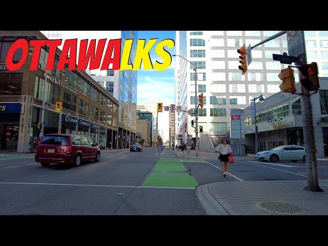 Biking downtown Ottawa's Laurier St - Gloucester St & Nepean St during election day - Sept 20 2021