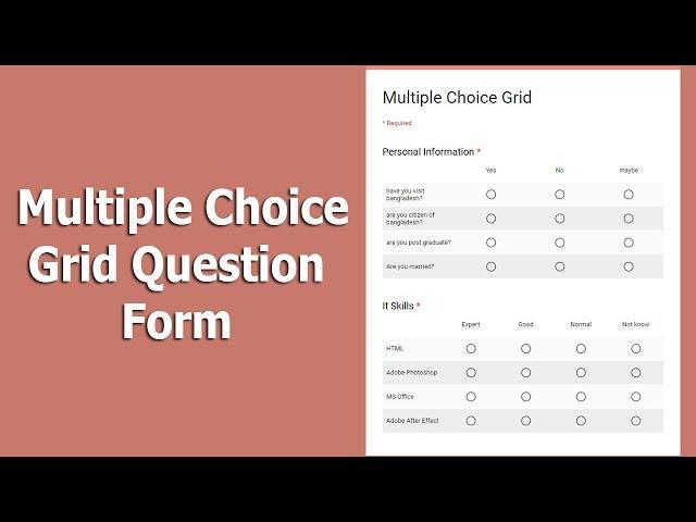 How to Create Multiple Choice Grid Question Form using Google Forms
