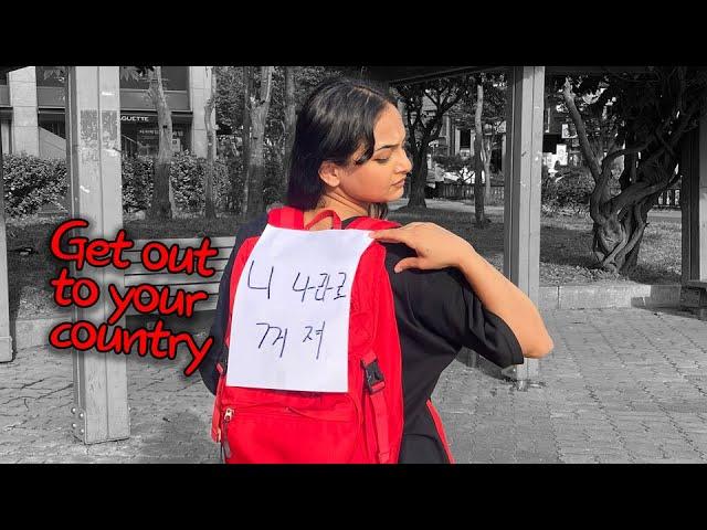 What if a foreign students is discriminated by "Disgusting" stuck on her back? | Social Experiment