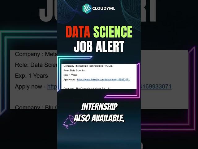 DATA SCIENCE JOB OPENINGS (Check Our Telegram Channel)