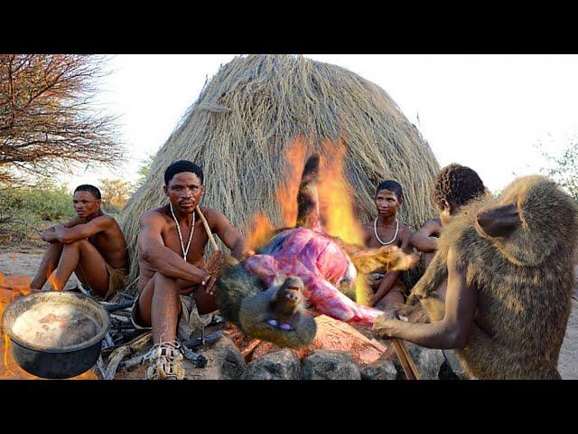 Thrilling Baboon Monkey Hunt With Hadzabe Tribe BushMen || Hunters