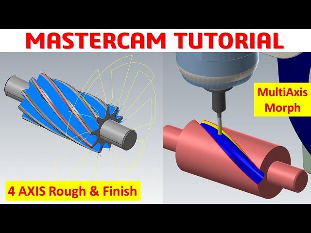 MasterCAM Tutorial #96 | MultiAxis Morph _4 Axis Rough & Finish