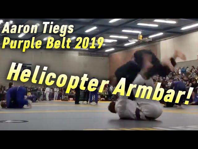 Crazy Helicopter Armbar in Jiu Jitsu Match! (Aaron Tiegs, Purple belt 2019)