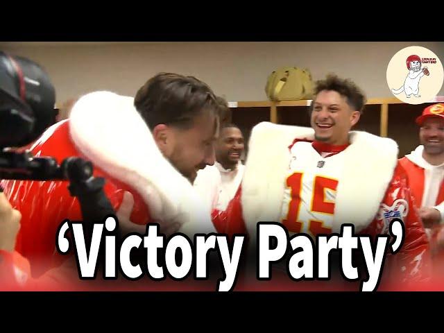 Travis Kelce & Patrick Mahomes ROCK Chiefs Locker Room Party on Christmas Win