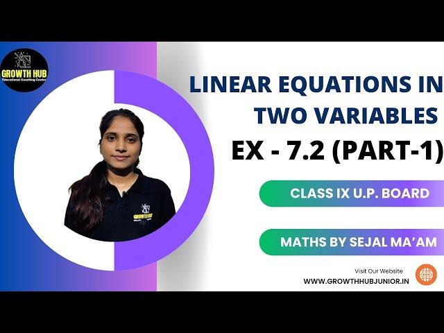 LINEAR EQUATIONS OF TWO VARIABLES | EXERCISE 7.2 PART-1 | MATHS | CLASS 9TH UP BOARD | NCERT