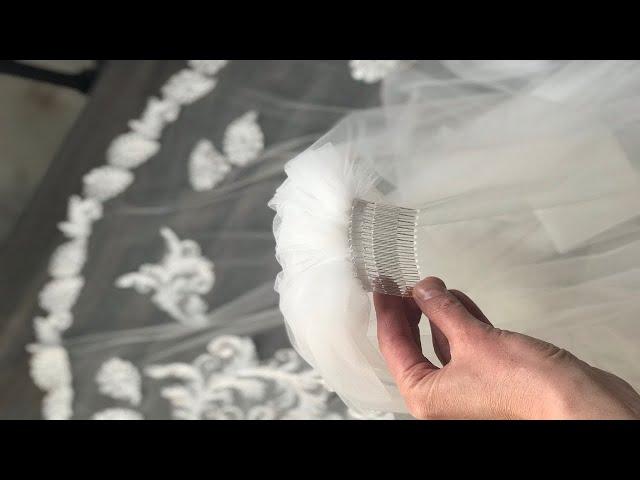 How to Make a Bridal Cathedral Drop Shaped Veil with Lace Trim