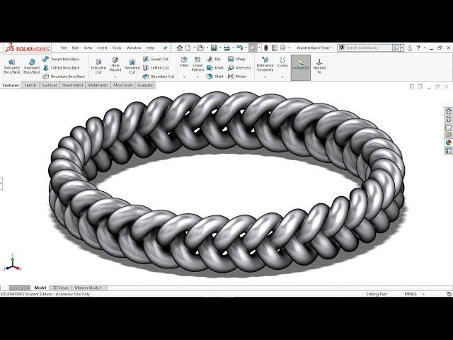 Exercise 98: How to make a 'Braided Band' in Solidworks 2018