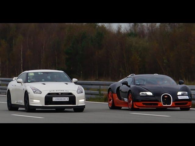 [4k] RACE Nissan GTR Alpha 12 vs Bugatti Veyron Vitesse 1200 HP Highspeed Oval SHORT VERSION (7 min)