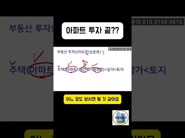 과연 아파트 투자 끝인가?? #쉬운부동산 #아파트투자 #부동산투자