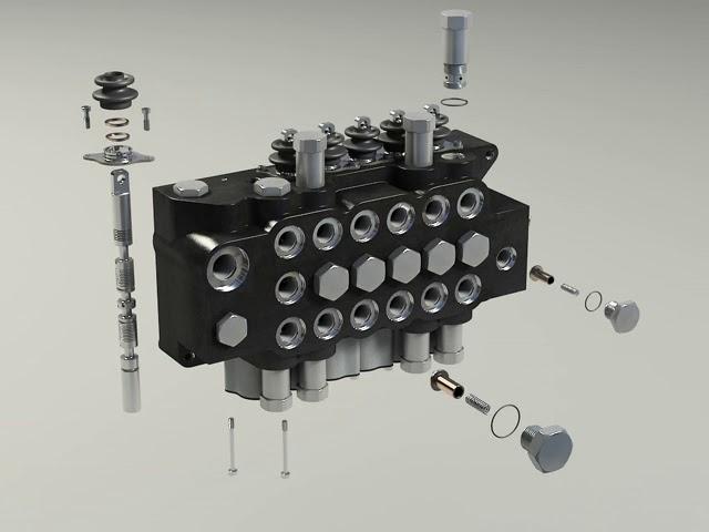 Excavator Control Valve 3D Animation