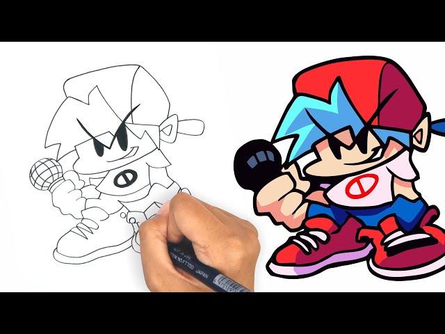 Tutorial Gambar Boyfriend Mudah | Friday Night Funkin | How to Draw