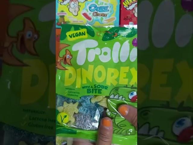 Candy Opening Video, Trolli Dinorex, more chocolates, mouth watering video #shorts