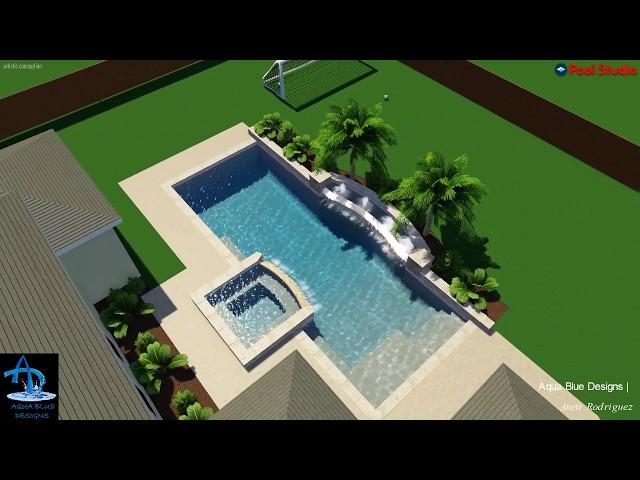 Rodriguez Family Custom Swimming Pool w/ water feature