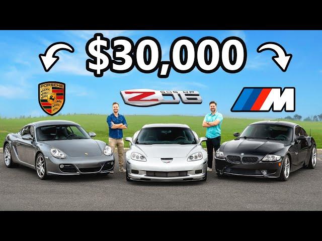 Porsche Cayman S vs Corvette Z06 vs BMW Z4M // $30,000 Question