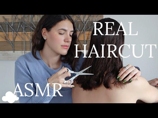 REAL HAIRCUT | asmr (cutting, brushing, spray bottle)