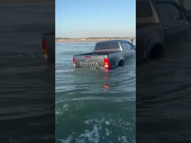 Good thing they have that snorkel!   #water #toyota #hilux