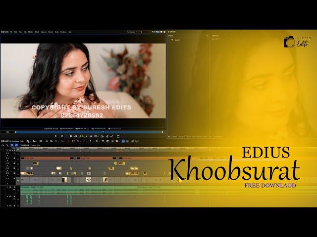 Khoobsurat Edius Wedding Cinematic Couple Song Project || Edius Free Download Hare || SURESH EDITS