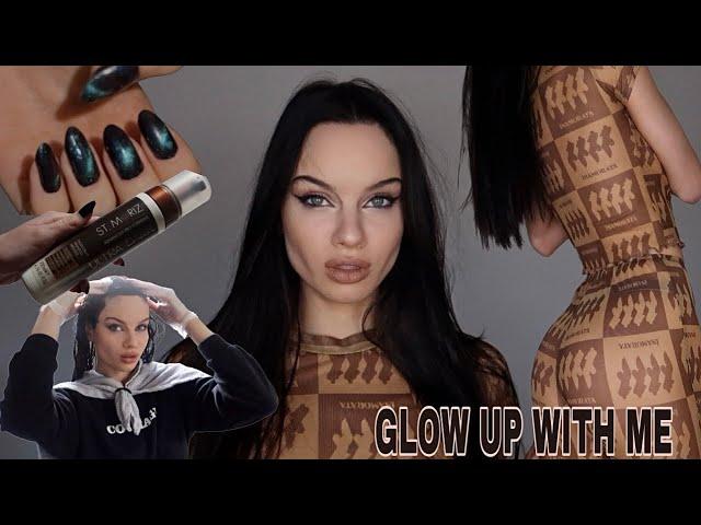 glow up with me ~ dying my hair black, self tan, nails, new clothes!!