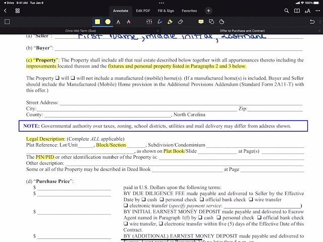 2022 - NC Offer to Purchase and Contract Explaination