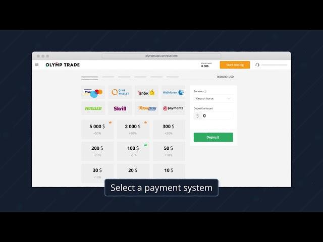 How to make a deposit to Olymp Trade