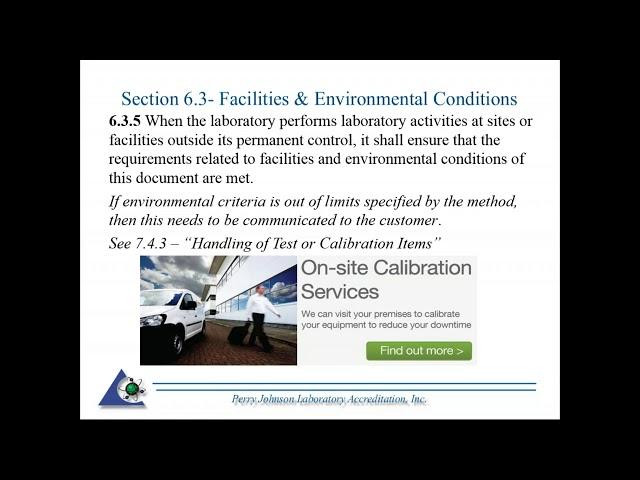 ISO/IEC 17025:2017 - 6.3 Facilities & Environmental Conditions Along w/ Section 6.4