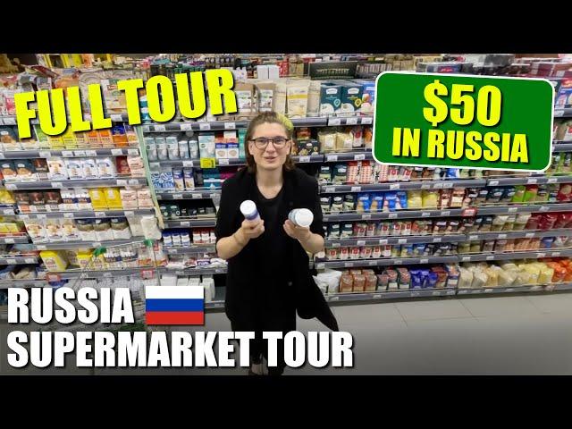 $50 Grocery Shopping in Russia (supermarket tour)