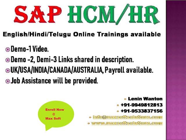 SAP HCM Online Training by Lenin Wanton / sap hr training by max soft solutions  +91-9949812813