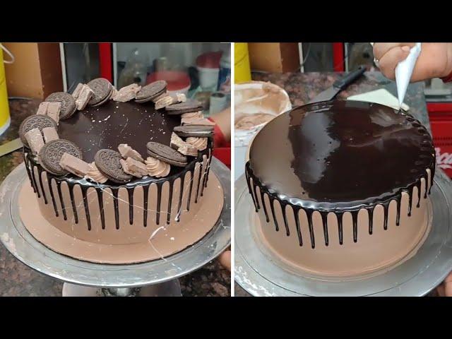 Chocolate Cake Design Idea | Oreo Biscuit Cake Decoration | Simple And Easy 1 kg Cake Design