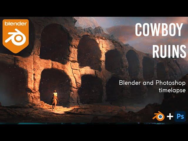 Cowboy Ruins Timelapse - Concept art in Blender