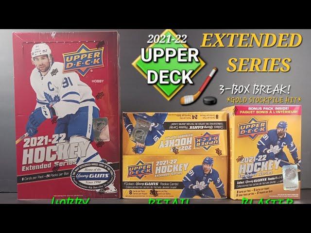 HITTING A GOLD STOCKPILE YOUNG GUNS RC  ALL 3 VERSIONS OF 2021-22 UPPER DECK HOCKEY EXTENDED SERIES