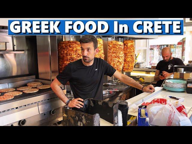 GREEK FOOD In CRETE - Huge GYROS & Insane Baklava Desserts 