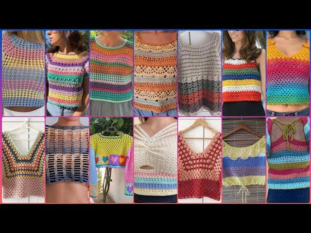 100+Crochet Colourful tops in different different style #crochet #crochetfashionideas #trending