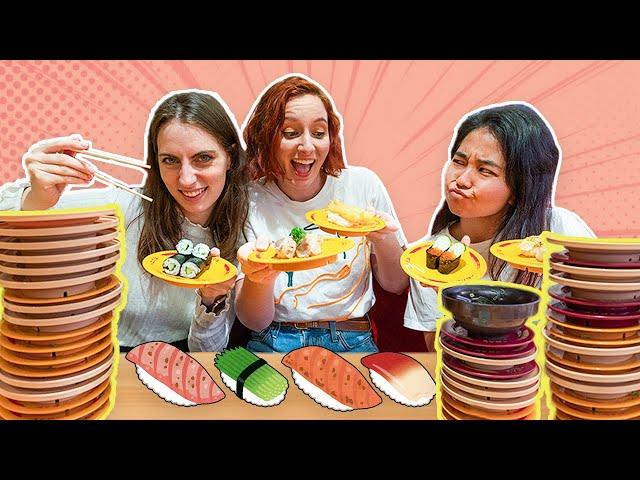 Sushi Eating Challenge - Japanese Conveyor Belt Sushi 