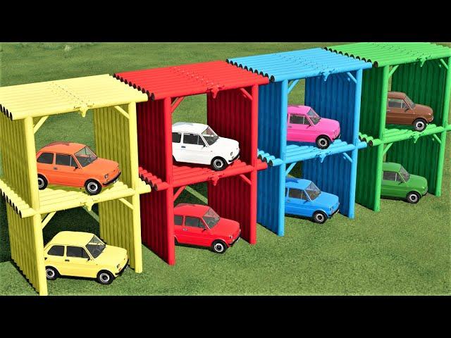 GARAGE OF COLORS ! MINI FIAT CARS PARKING IN WOOD GARAGE ! Farming Simulator 22