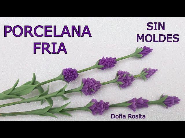 Como hacer flores con PORCELANA FRIA casera SIN MOLDES   flor de LAVANDA facil de hacer