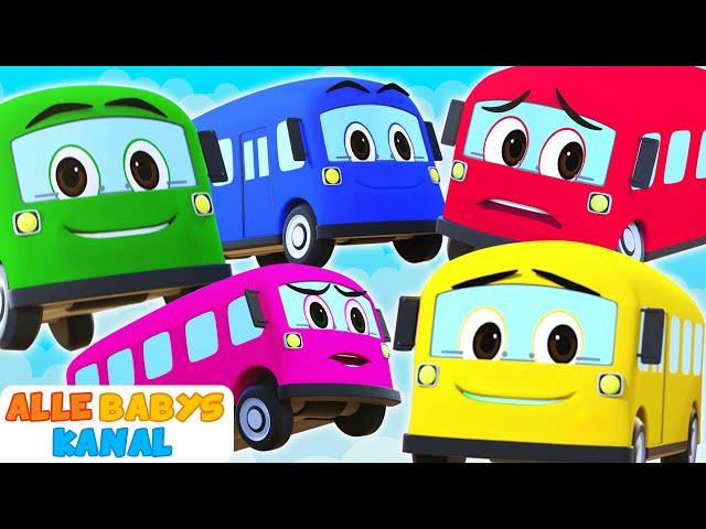Fünf kleine Busse | Kinderreime und Kinderlieder | All Babies Channel - Kinderlieder auf Deutsch