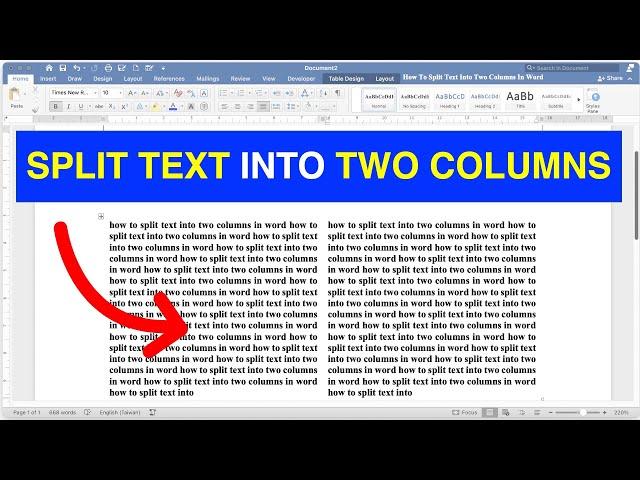 How To Split Text Into Two Columns In Word