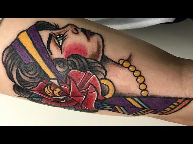 Traditional Girl Tattoo Time Lapse