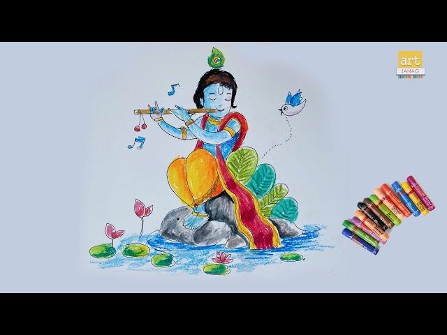 How to Draw Lord Krishna II Lord Krishna Drawing II #artjanag