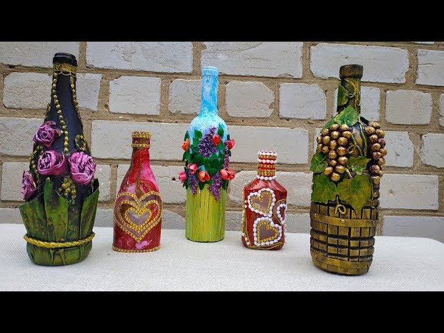 4 ideas for bottle decor. DIY decor
