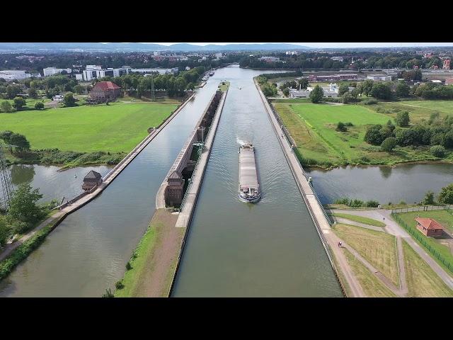 Wasserstraßenkreuz Minden, Drohnenvideo (RAW, unbearbeitet)