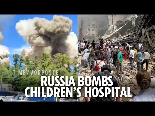 Putin launches hypersonic missile blitz on Kyiv children’s hospital with victims trapped in rubble